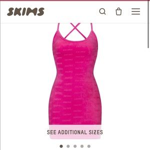 SKIMS LOGO VELOUR SLIP DRESS | HOT PINK